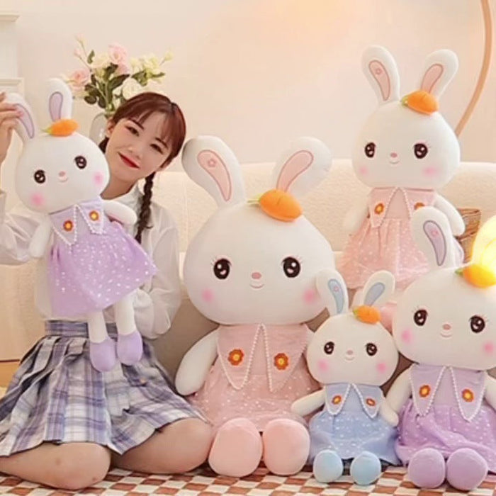 Sweetheart Rabbit Plush Pillow – Cuddly Stuffed Bunny Throw in 3 Pastel Colors & 4 Sizes