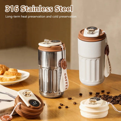 Premium 450ml Stainless Steel Smart Thermal Mug - Keeps Coffee Hot/Cold for Hours - Perfect for Travel, Work & Gifts