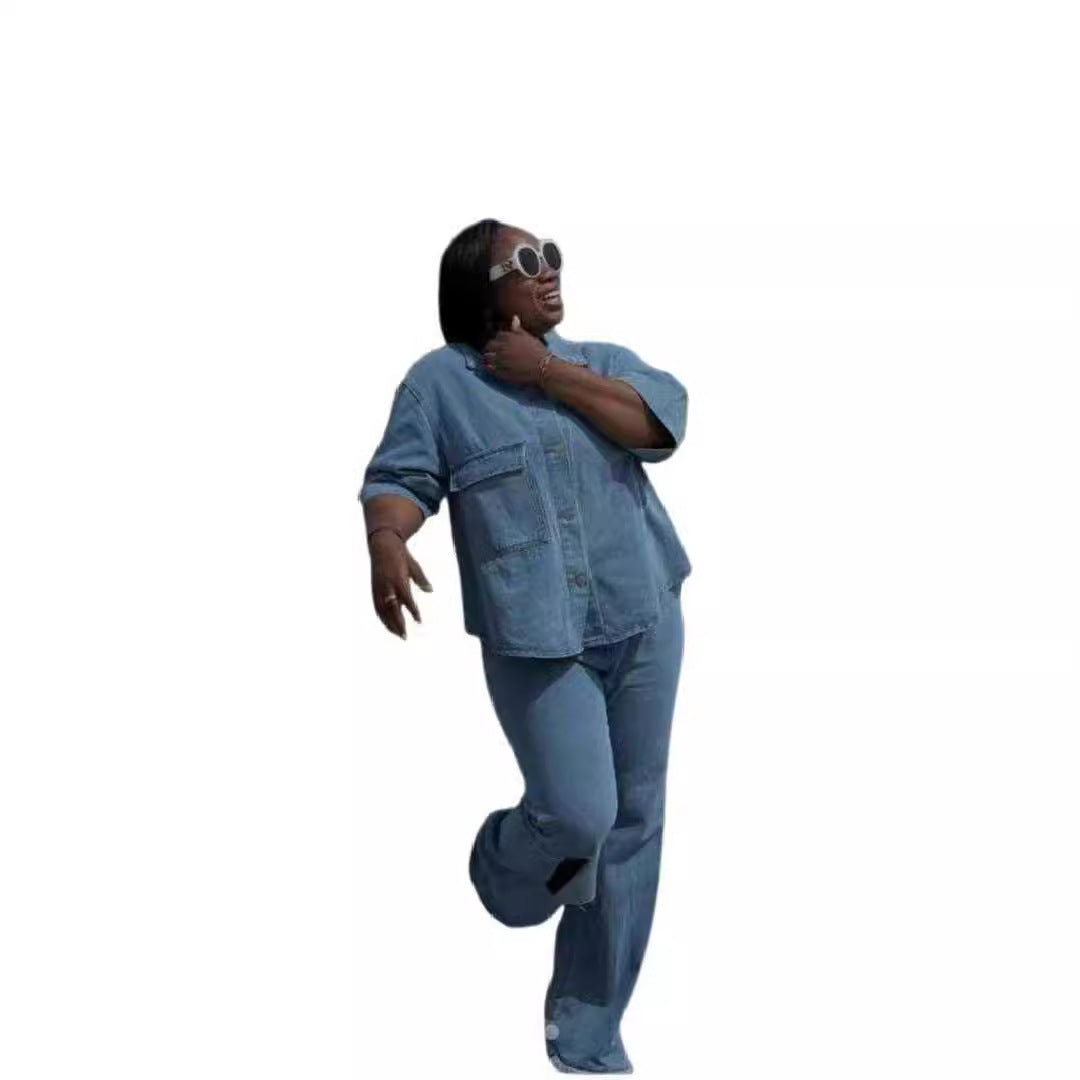 Personality Shirt Top Ripped Denim Trousers Two-piece Set What Else You Got?