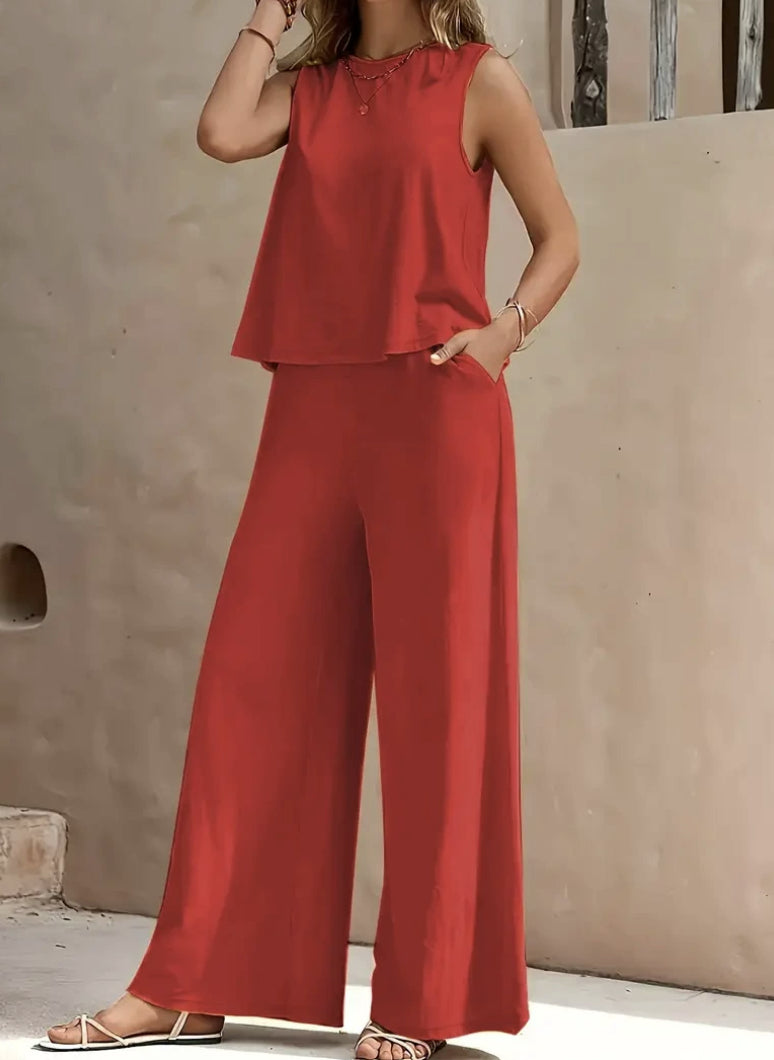 Solid Color Casual Loose Pants Sets For Women Elegant Spring Summer Women's Two Pieces Suit Full Trouser Set Female Outfit Clothes What Else You Got?