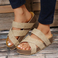 Boho-Chic Woven Cross-Strap Sandals – Women's Summer Beach & Pool Shoes