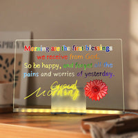 Glowing Faith Message Board - USB LED Acrylic Drawing Board with Stand & Night Light