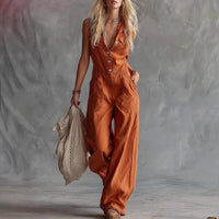 Elegant & Modest Women's Casual V-Neck Jumpsuit - Perfect for Everyday Wear