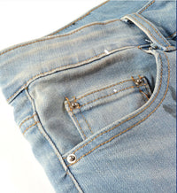 Jeans Ripped Rhinestone Graffiti Skinny Pants