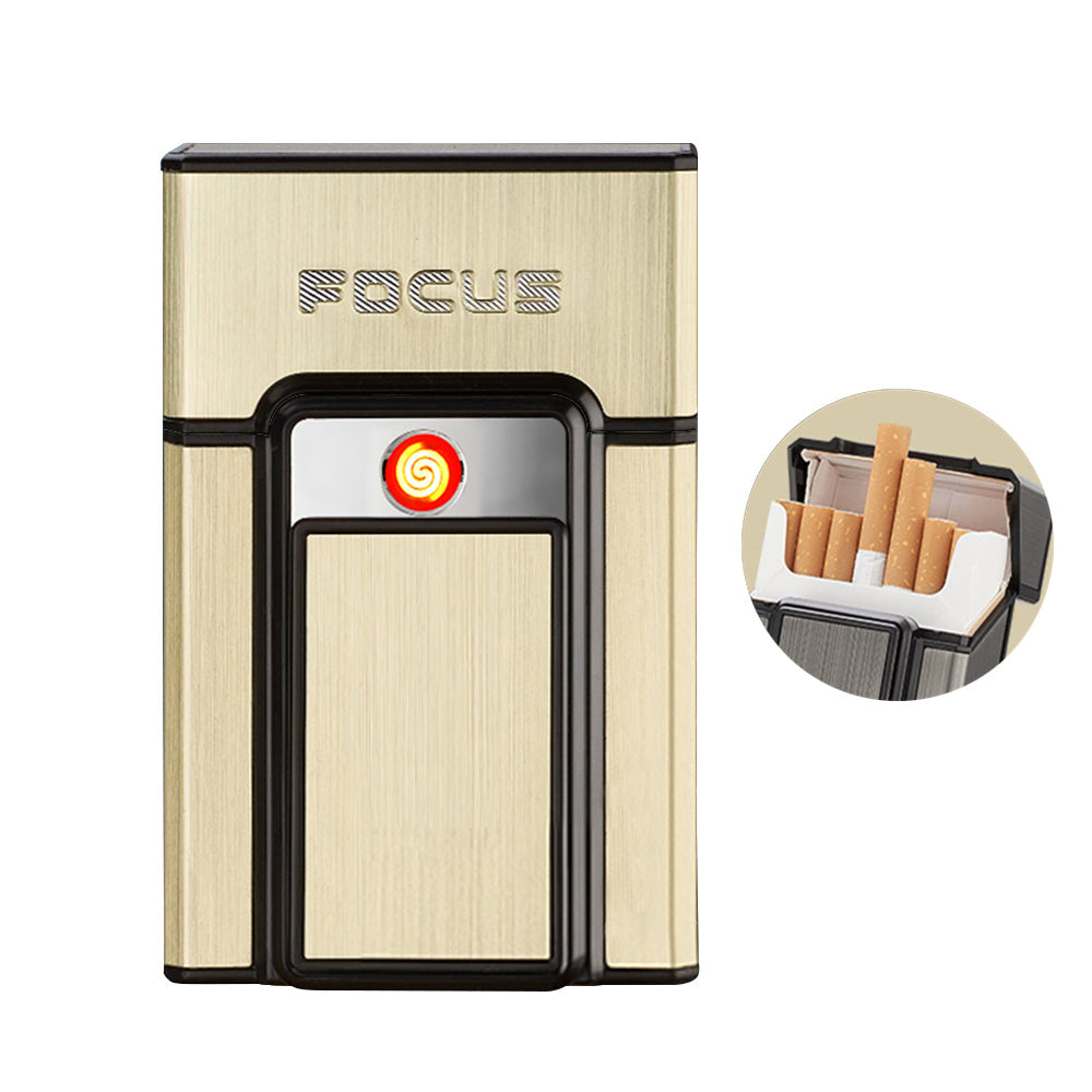 Rechargeable Metal Cigarette Case with Built‑In Lighter – Brushed Gold, Silver & Black What Else You Got?