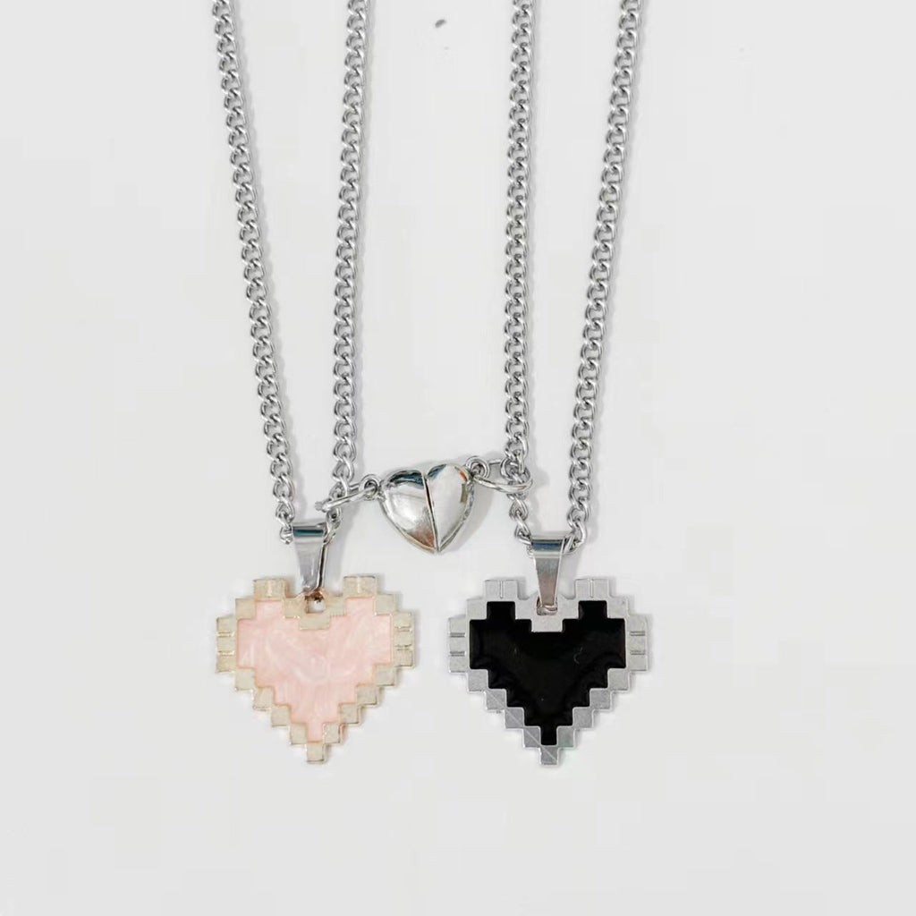 2‑Piece Magnetic Heart Mosaic Necklace Set for Couples What Else You Got?