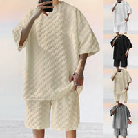 Men's Matching Jacquard Plaid Shorts Set – Relaxed 2-Piece Outfit for Comfort & Style