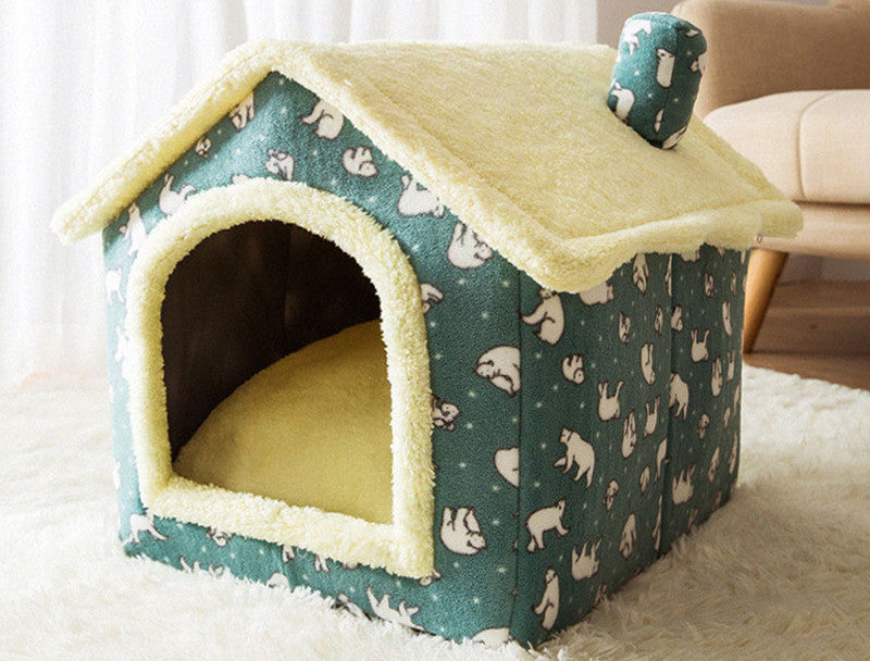 Foldable Winter Pet House – Warm Enclosed Dog & Cat Bed with Soft Plush Interior What Else You Got?