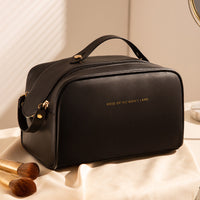 Plaid PU Cosmetic Bag – Large Travel Makeup & Toiletry Organizer with Double Zippers