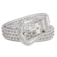 Unisex Punk Rivet Rhinestone Belt - Studded Rock Style Waist Belt for Men & Women
