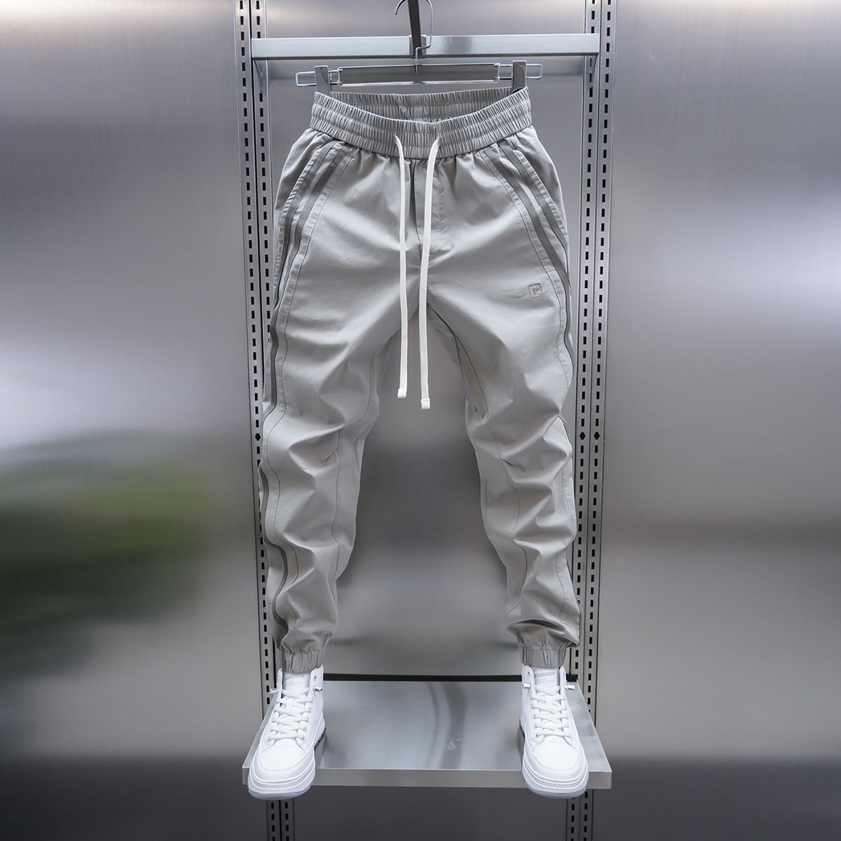 Mens Solid-Color Striped Loose Casual Pants What Else You Got?