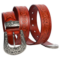 Handcrafted Mongolian Cowhide Leather Belt - Premium Embossed Personalized Design - Genuine Retro Men's Belt (105cm-125cm)