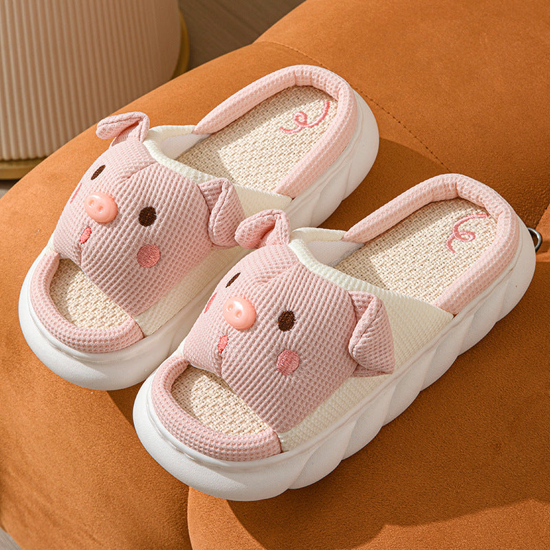 Cute Piggy Slippers Open Toe Linen Home Slipper Couples Women Men Cartoon Pig House Shoes What Else You Got?