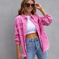 Stylish Ripped Denim Jacket for Women - Trendy Casual Top in Multiple Colors