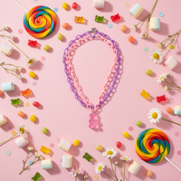 Y2K Gummy Bear Layered Necklace – Double Chain Acrylic Pendant 42 cm + 6 cm