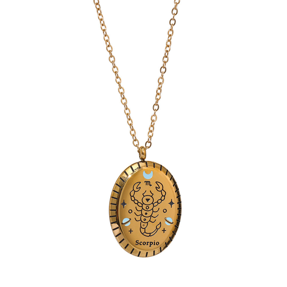 Titanium Steel Zodiac Oval Pendant Necklace What Else You Got?