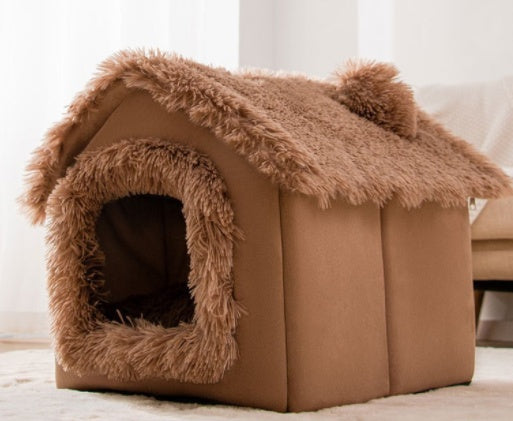Foldable Winter Pet House – Warm Enclosed Dog & Cat Bed with Soft Plush Interior What Else You Got?