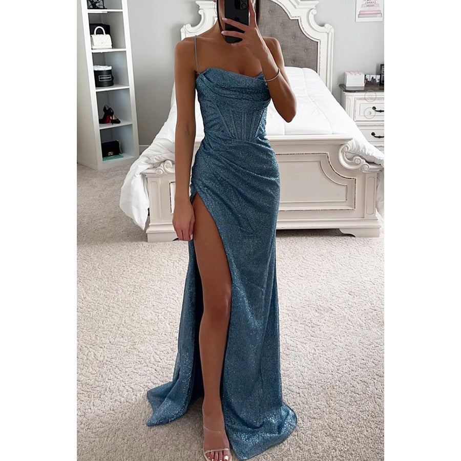 Sexy Split Suspender Dress Fashion Evening Party Slim V-neck Long Dresses Summer Clothing For Women What Else You Got?