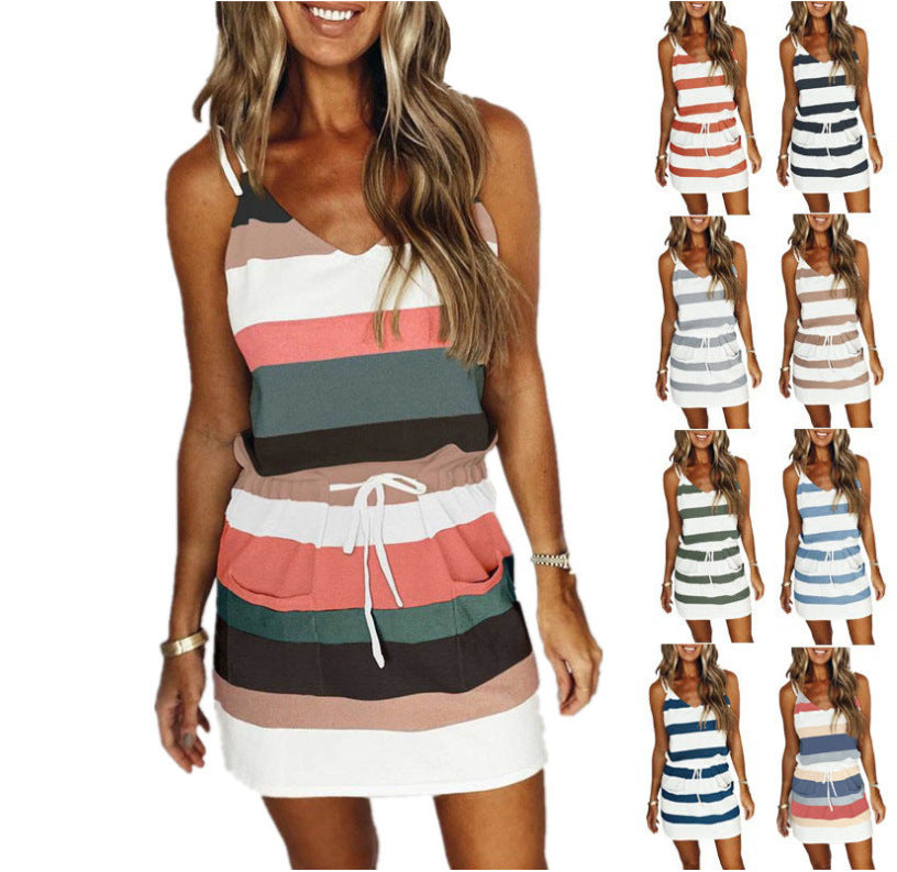 Graceful Striped Summer Dress - Comfortable & Modest Casual Wear for Women