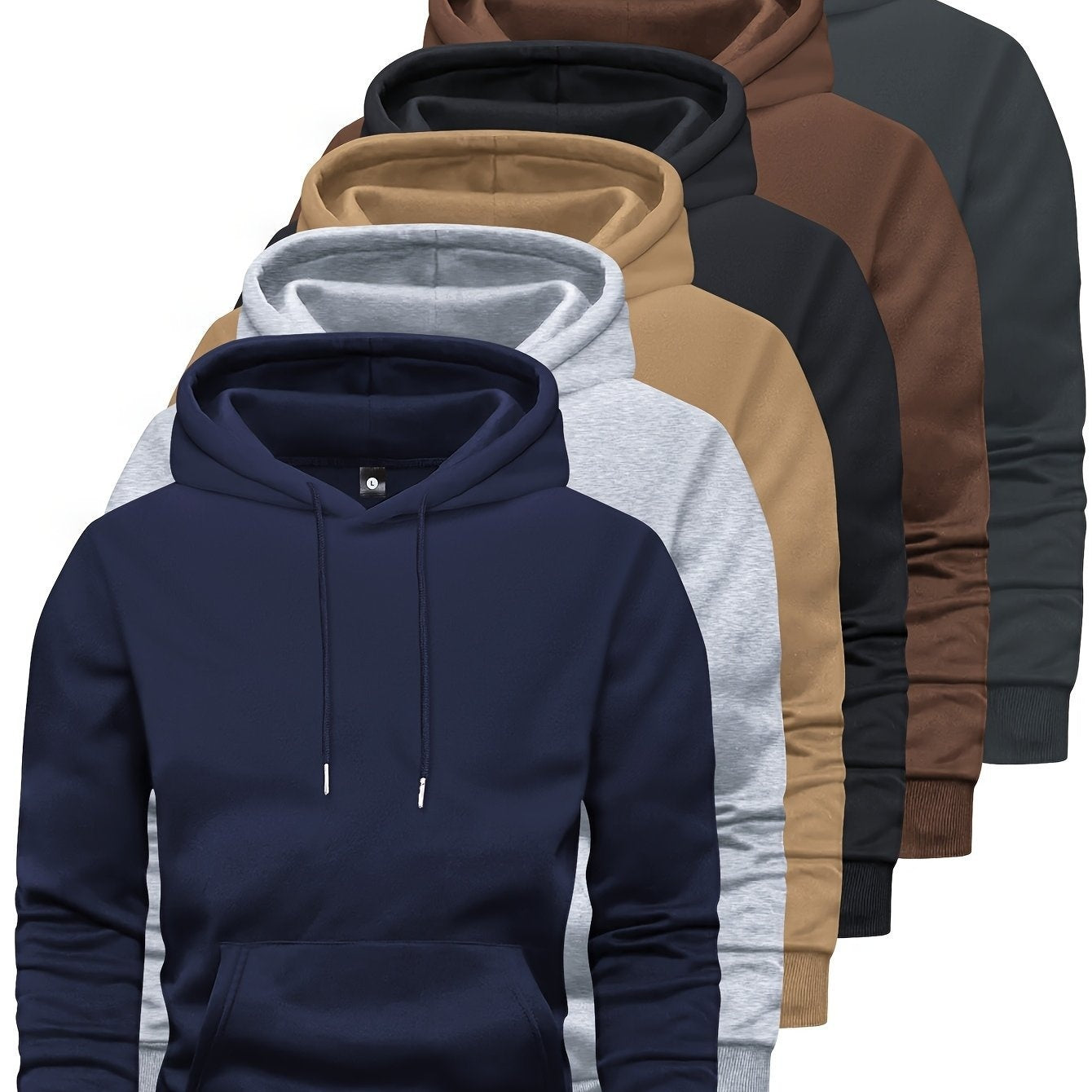 6‑Piece Men’s Solid Color Hooded Sweatshirt Set – Long‑Sleeve Trendy Pullover Hoodie (XS–3XL) What Else You Got?