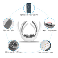 Cordless EMS Neck Massager with Heat - 6 Modes 15 Intensity Levels, Remote Control