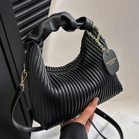 Women’s PU Leather Pleated Crossbody Bag – Cloud-Inspired Shoulder Tote