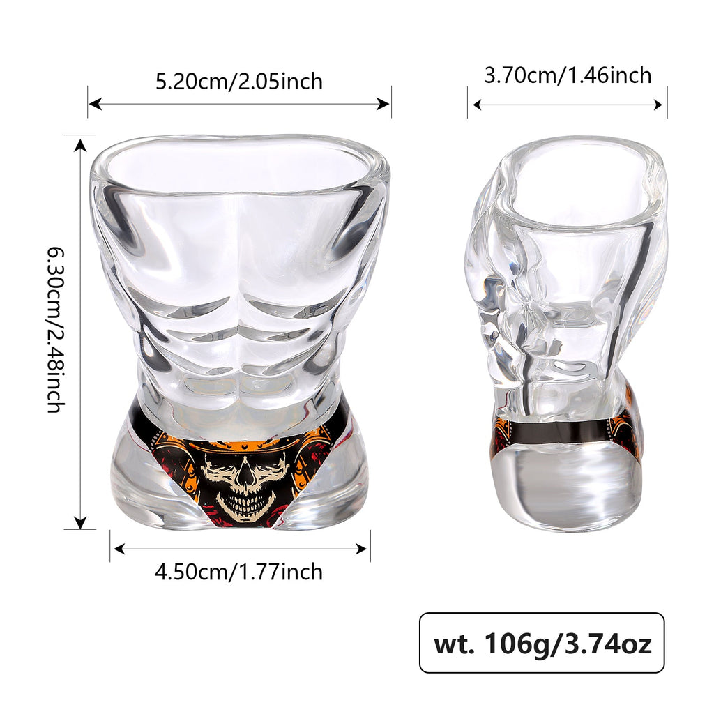 2 Pieces, Black Muscle Men's And Red Bikini Skull Style Glass Small Wine Glasses Bar Tools Christmas Gift, Halloween Gift, Birthday Gift, Company Party Gift, Universal Gift What Else You Got?