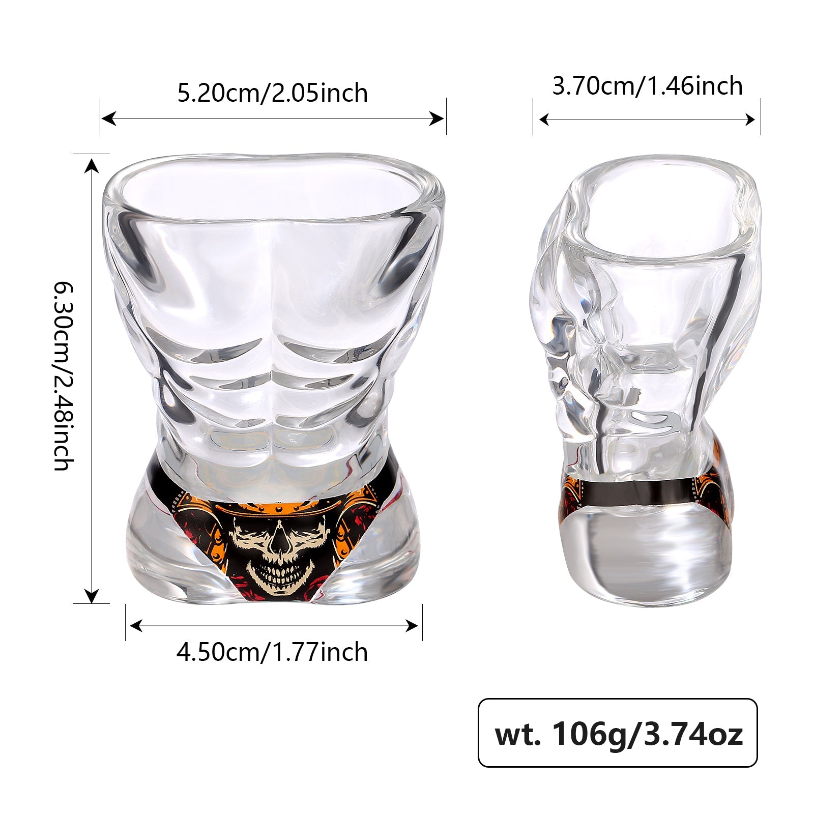 2 Pieces, Black Muscle Men's And Red Bikini Skull Style Glass Small Wine Glasses Bar Tools Christmas Gift, Halloween Gift, Birthday Gift, Company Party Gift, Universal Gift What Else You Got?