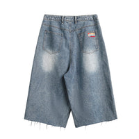 Men's Distressed Graffiti Jeans – Cropped Denim Pants