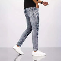 Men's Stretch Skinny Jeans – Retro Motorcycle Style Denim