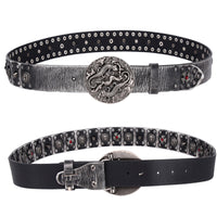Punk Rivet Studded Leather Belt – Wide Rock-Style Waist Belt for Men & Women