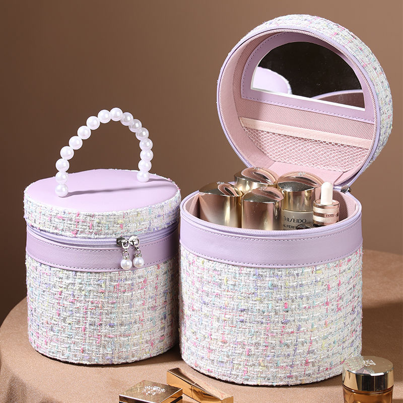 Portable PU Cylinder Cosmetic Bag With Built‑In Mirror What Else You Got?