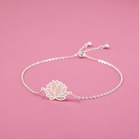 Glow-in-the-Dark Silver Brass Lotus Drop Oil Bracelet - Faith-Inspired Jewelry