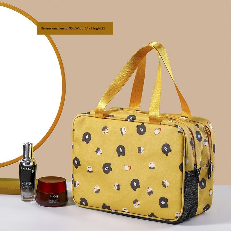 Large‑Capacity Double‑Layer Cosmetic Bag – Cute Travel Makeup & Storage Organizer (Blue Bear) What Else You Got?
