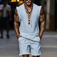 Mens Casual Fashion Vest And Shorts Set