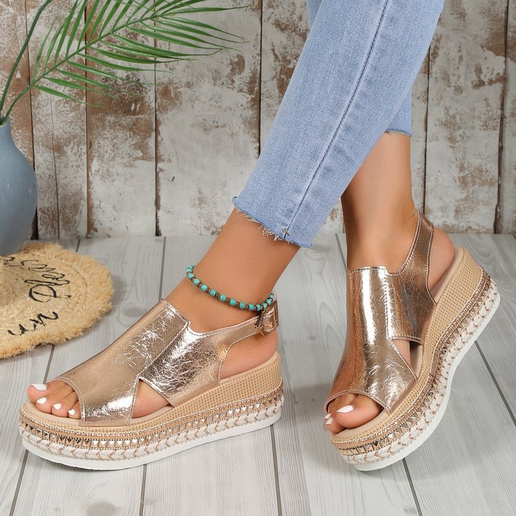 Summer Shiny Sandals Hollow Design Fish Mouth Sandal For Women Fashion Buckle Wedges Shoes What Else You Got?