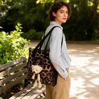 Bear Tote Bag – Soft Cozy Everyday Shoulder Bag in Coffee