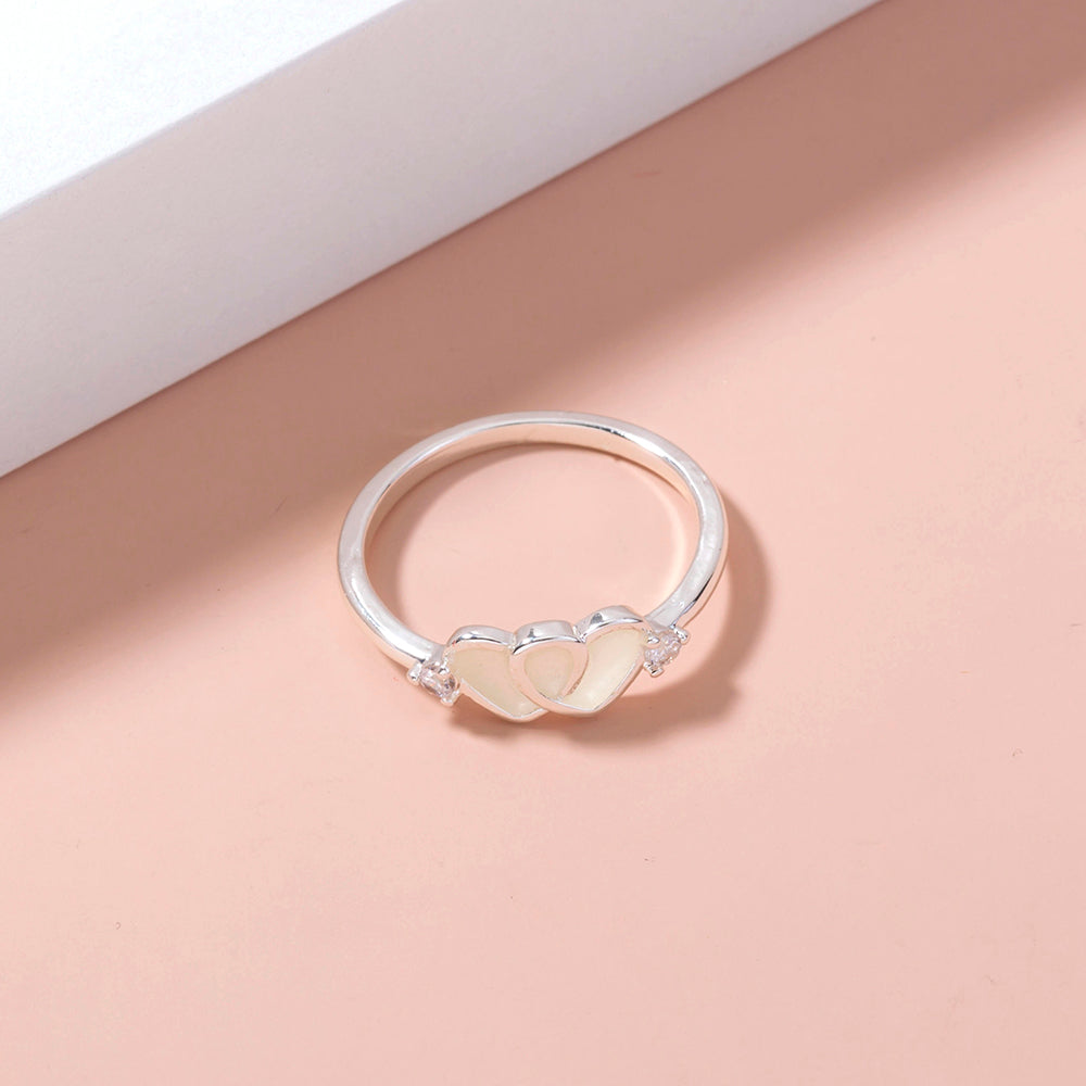 Glow-in-the-Dark Heart Ring – Adjustable Electroplated Copper Band