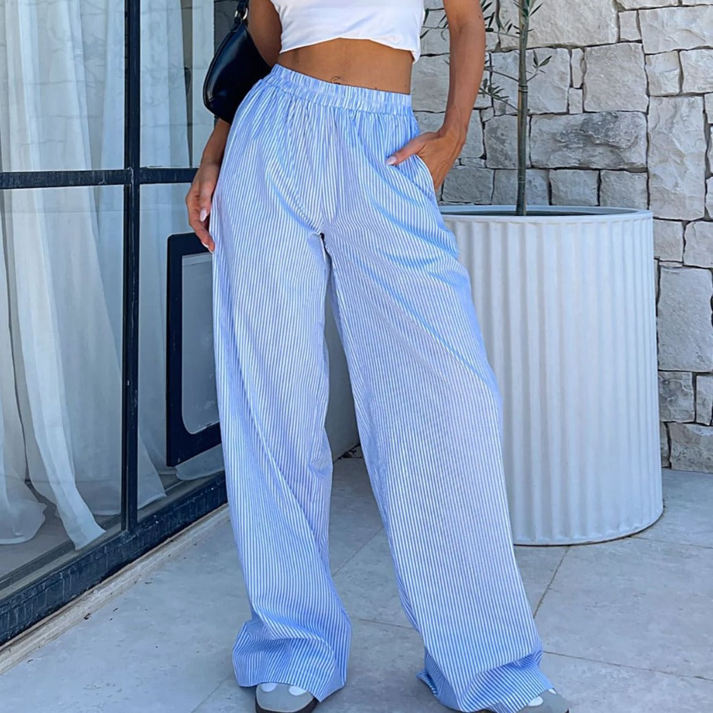 Y2K Striped High Waist Wide Leg Pants - Trendy & Comfortable Women's Pants
