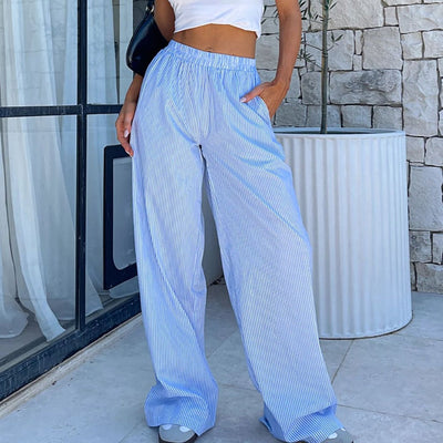Y2K Striped High Waist Wide Leg Pants - Trendy & Comfortable Women's Pants