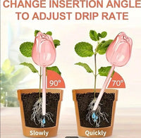 Pink Tulip Plant Watering Bulbs - Automatic Self-Watering Drippers for Indoor & Outdoor Plants - Elegant Glass Plant Care