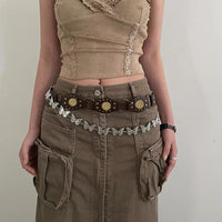 Unisex Riveted Metal Buckle Belt – Punk Hip-Hop Chain Belt