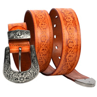 Handcrafted Mongolian Cowhide Leather Belt - Premium Embossed Personalized Design - Genuine Retro Men's Belt (105cm-125cm)