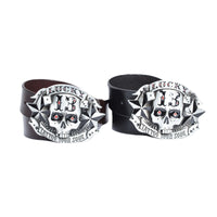 Skull Buckle Men's Leather Belt - Trendy Christian Skateboard Style - Genuine Leather