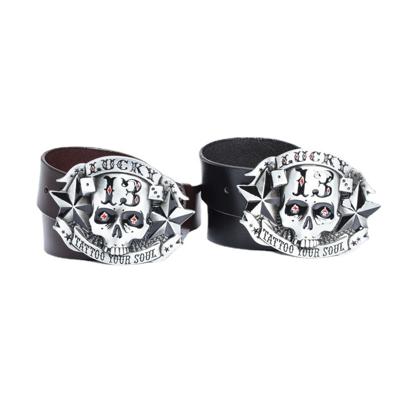Trendy Men's Leather Belt Skull Skateboard Buckle What Else You Got?