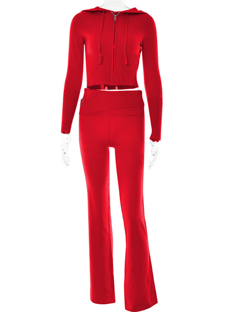 Hoodie Suit Sports Leisure Sexy Zip Long Sleeve Sweater And High Waist Long Pants Set Women's Clothing What Else You Got?