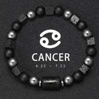 Zodiac Couples Matching Bracelets – 12 Signs, Volcanic Stone, Handmade