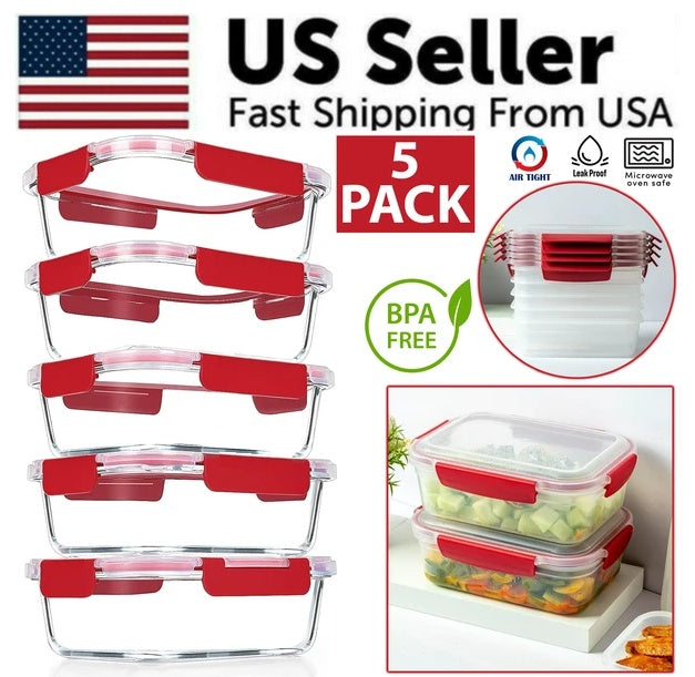 5-Pack Airtight Food Storage Containers with Snap Lock Lids - Stackable Meal Prep Set for Fridge & Pantry What Else You Got?