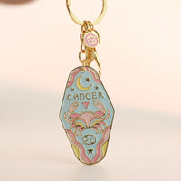 Zodiac Sign Enamel Keychain - Celestial Birthday Gift for All 12 Zodiac Signs