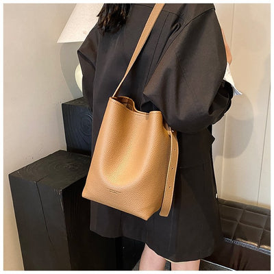 Elegant PU Leather Bucket Bag - Perfect for Work & Daily Errands (4 Colors)